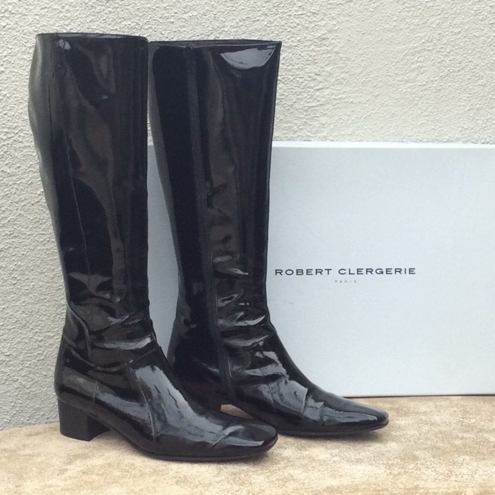 ROBERT CLERGERIE PARIS Tall Black Patent Leather Boots - RARE!
